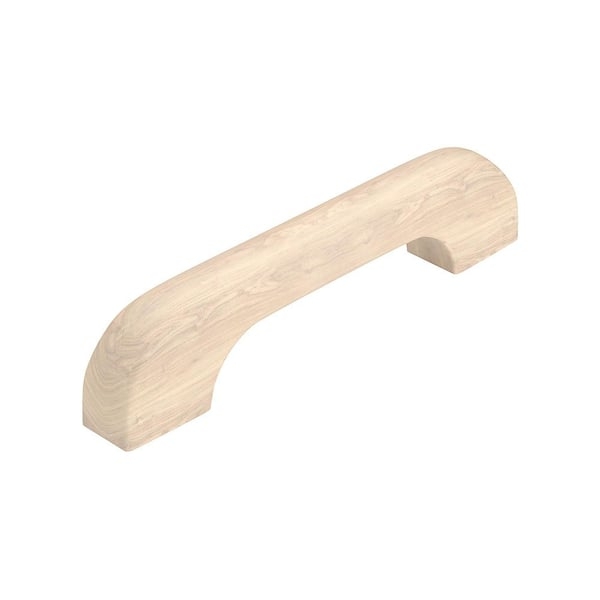Unfinished Wood Cabinet Pull with Curved Bridge Profile and Flared Ends