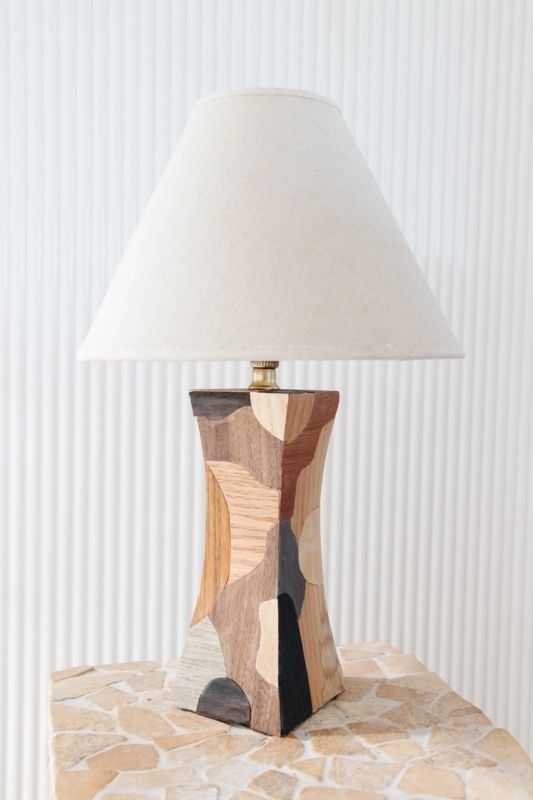 Upcycled Marquetry Table Lamp  Smor Home