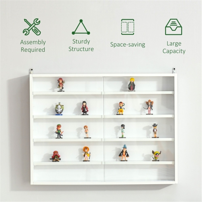 US 5-Tier Wall Display Shelf Unit Cabinet w/Adjustable Shelves Glass Doors  White | eBay
