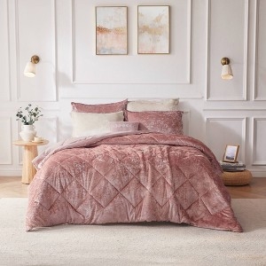 Velvet Duvet Cover Set in Blush Pink with Geometric Stitched Pattern