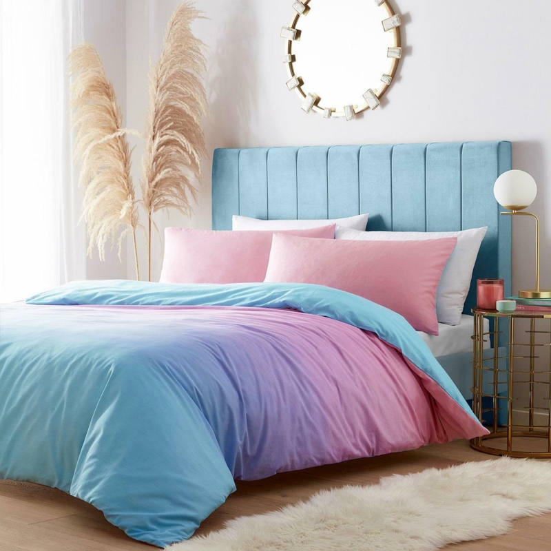 Vertical Rainbow Ombre Duvet Cover Set Pastel Gradient Bedding