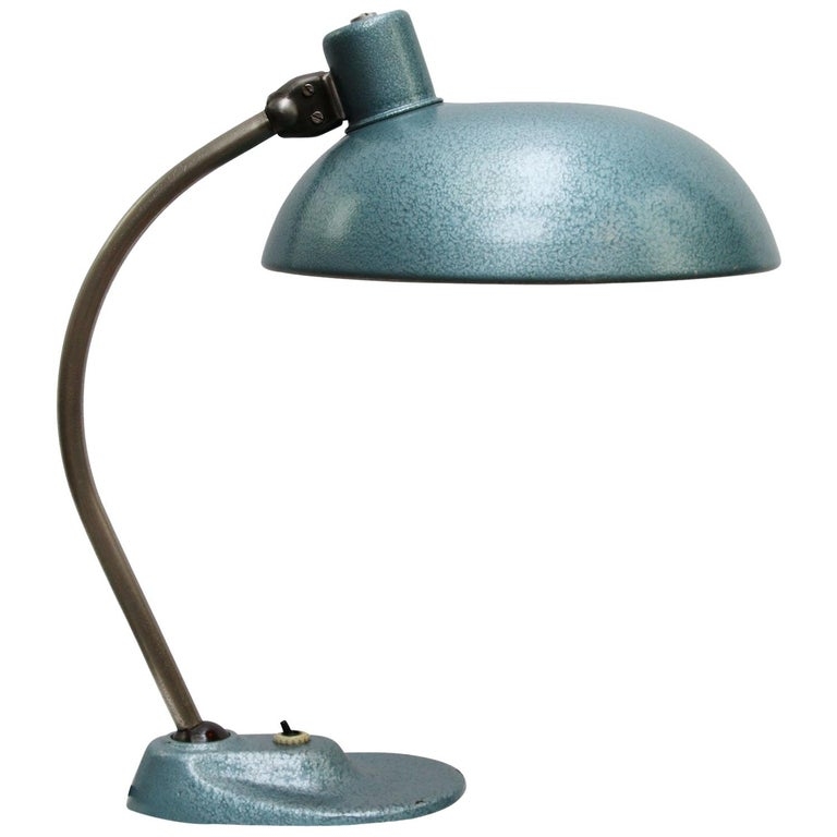 Vibrant Blue Desk Lamp Vintage Industrial Glossy Metal Dome