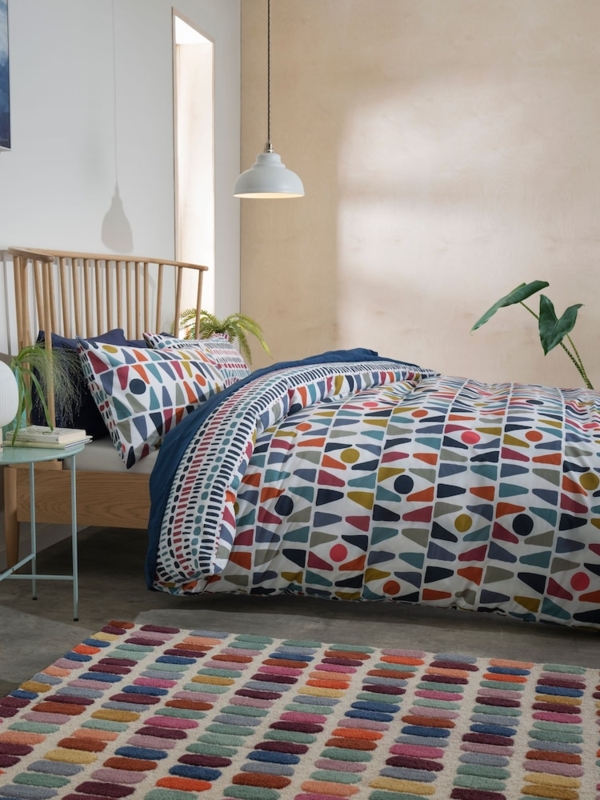 Vibrant Geometric Bedding Decor Mosaic Pattern Colorful Duvet Set