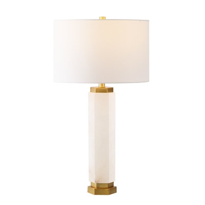 Volcanic Texture Table Lamp Tall Profile Linen Drum Shade