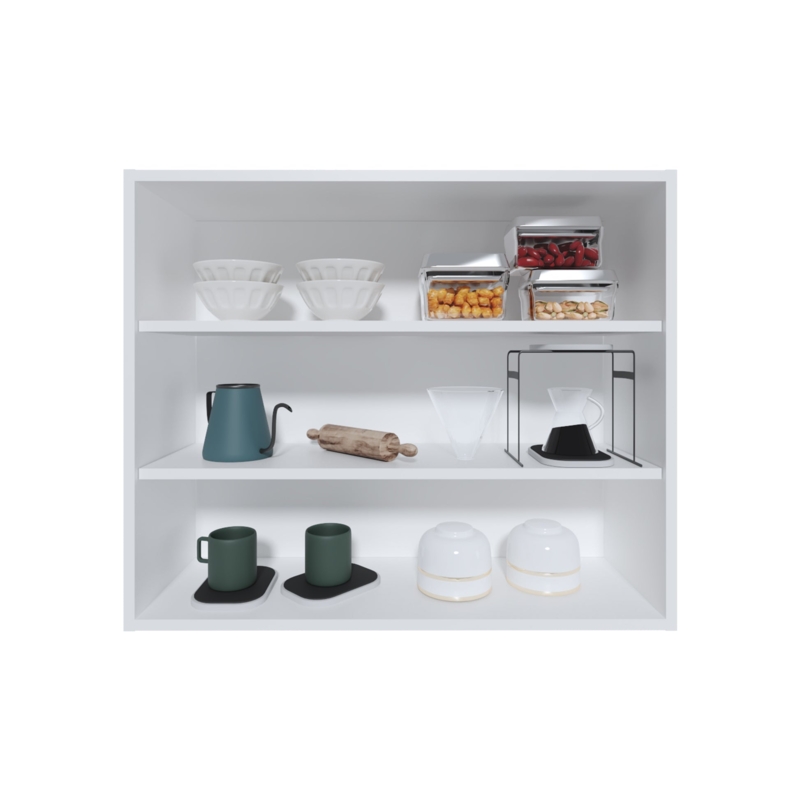 Wall Cabinet, Rectangular Silhouette, White Modern Kitchen Storage Shelf
