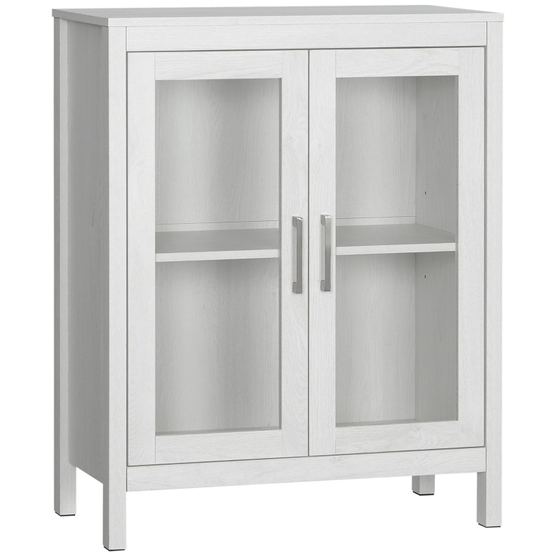 Wall-Mounted Bathroom Cabinet with Double Glass Doors