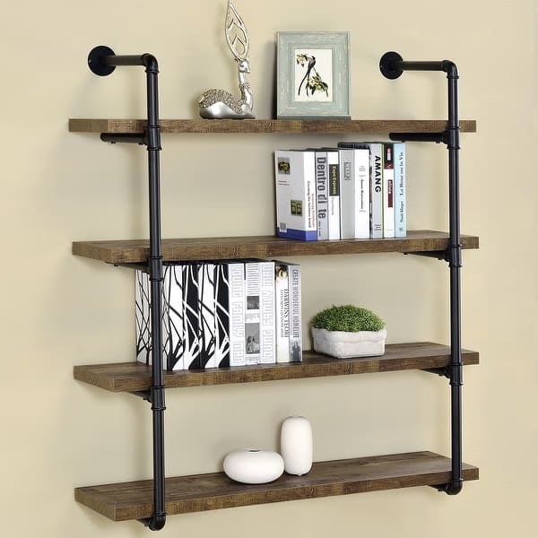 Wall Mounted Bookcase with Six-Tier Design, Wall-to-Floor Mounting.