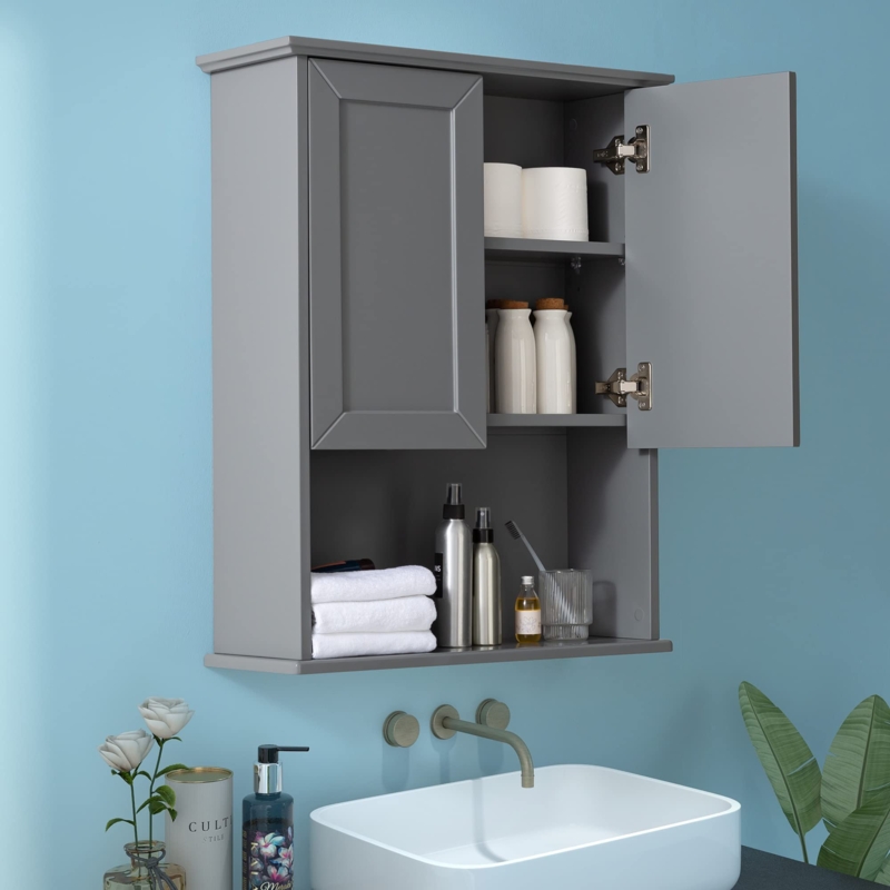 Wall Mounted Cabinet Over Toilet Shaker Style Adjustable Shelves