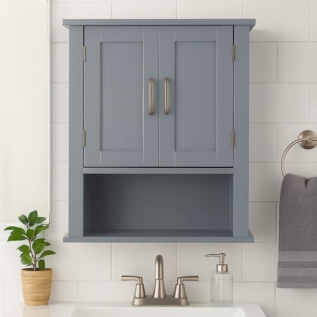 Wall-Mounted Cabinet with Diamond Lattice Doors