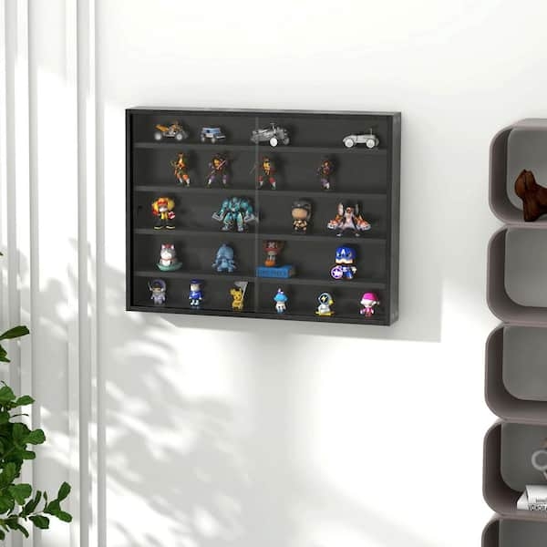 Wall Mounted Display Cabinet with Glass Doors for Collectibles
