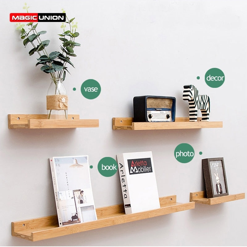 Wall Mounted Floating Display Shelves Wood Wall Storage Shelves for Be   SallyHomey Life's Beautiful