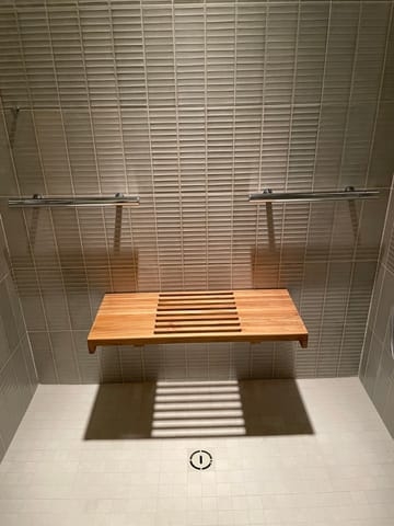 Wall Mounted Fold Down Shower Bench Slatted Seat Spa Style Honey Brown