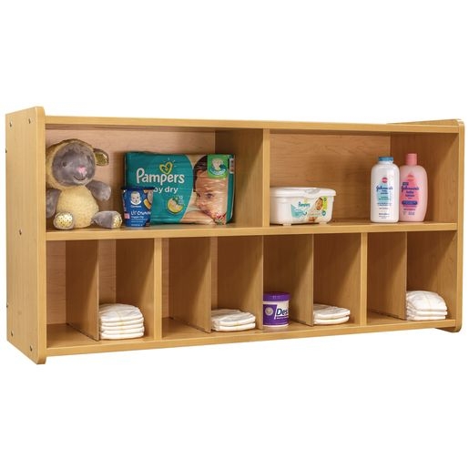 Wall-Mounted Nursery Organizer: 12-Cubby Maple Wood Diaper Storage
