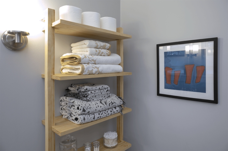Wall Mounted Shelves Three Tier Blonde Wood Finish Open Storage