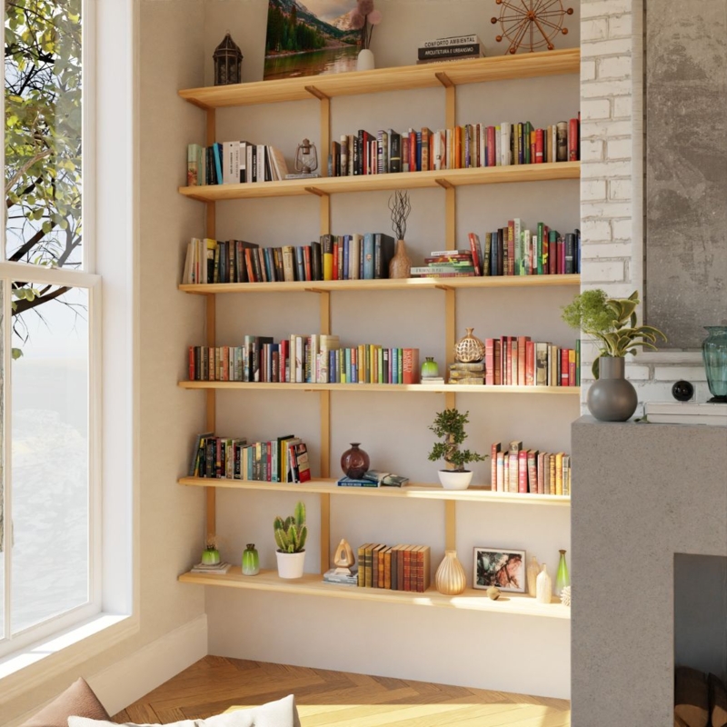Wall Mounted Shelving 4 Tier Layout Industrial Metal Frame
