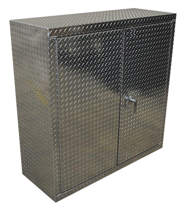 Wall-Mounted Storage Cabinet Aluminum Silver Recessed Latches