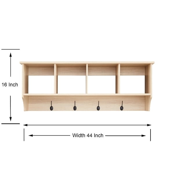 Wall Shelf: 44 Inch Length, White and Black Contrast. Transitional Farmhouse.