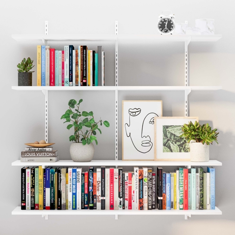 Wall Shelf Adjustable Shelves Metal Tracks Modern Office Layout