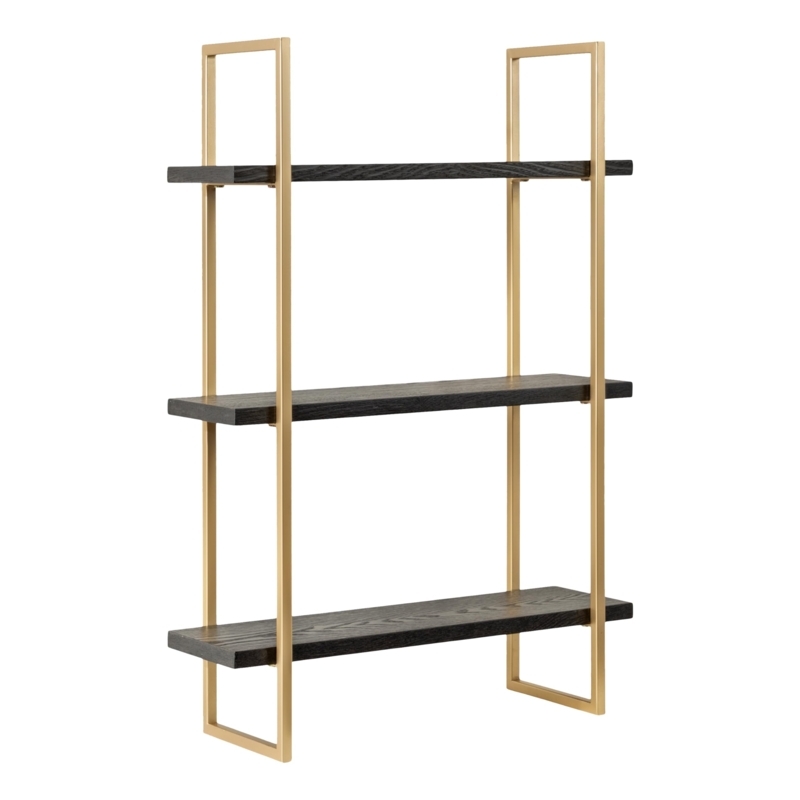 Wall Shelf Arched Top Black and Gold Contemporary Glam Storage Shelf