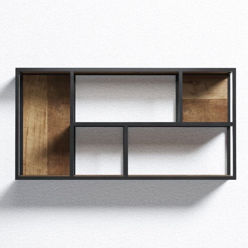 Wall Shelf Chunky Profile Wood Toned Natural Finish Minimalist