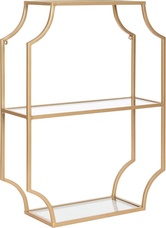 Wall Shelf Circular Geometric Frame Gold Metallic Three-Tier