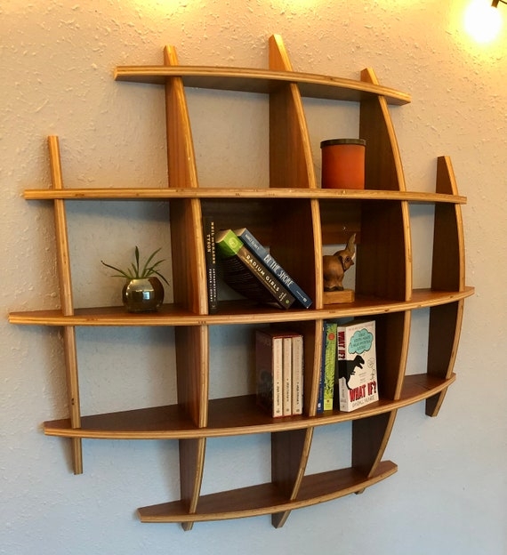 Wall Shelf Circular Matte Wood Floating Tiered Hanging Bookcase