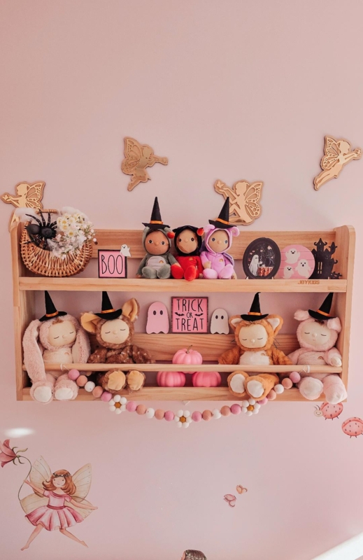 Wall Shelf Compact Organizer Two Tier Light Wood Entryway Display