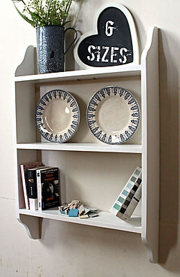 Wall Shelf Country Natural Wood Integrated Pegs Scrolled