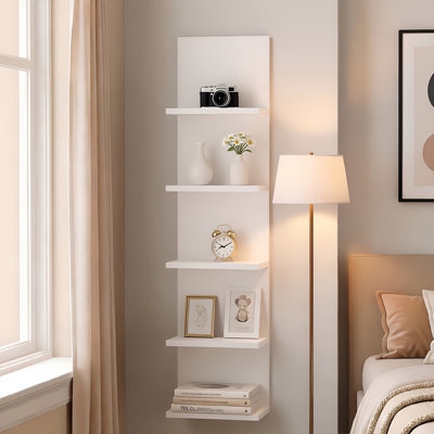 Wall Shelf Five Tier Ladder Style Frame Industrial Minimalist Design