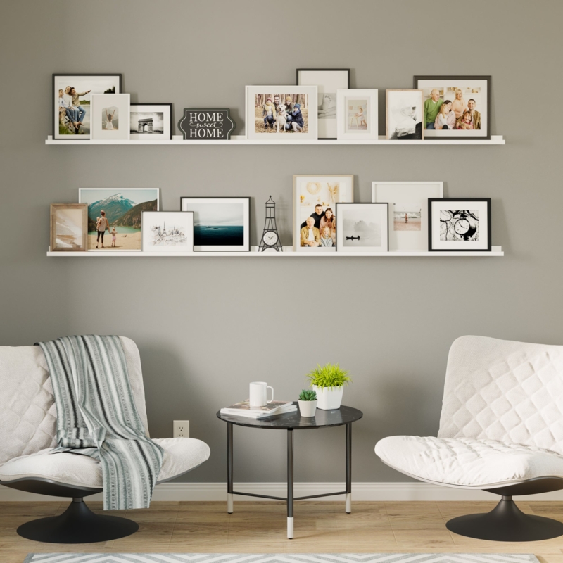 Wall Shelf Front Lip Ledge Set of Two Floating Look Picture Styling