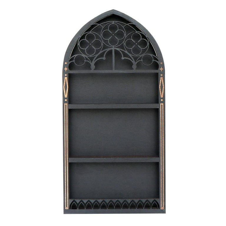 Wall Shelf: Geometric Star Frame House Shape Black, Celestial Bohemian Style