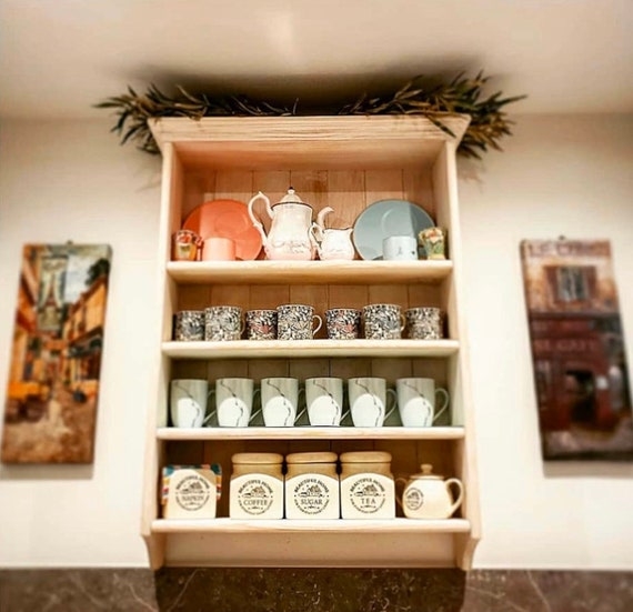 Wall Shelf Handmade Wood Integrated Drawers Multi Compartment