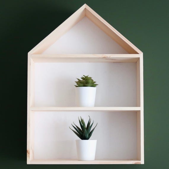 Wall Shelf House Silhouette White Back Panel Scandinavian Shadow Box