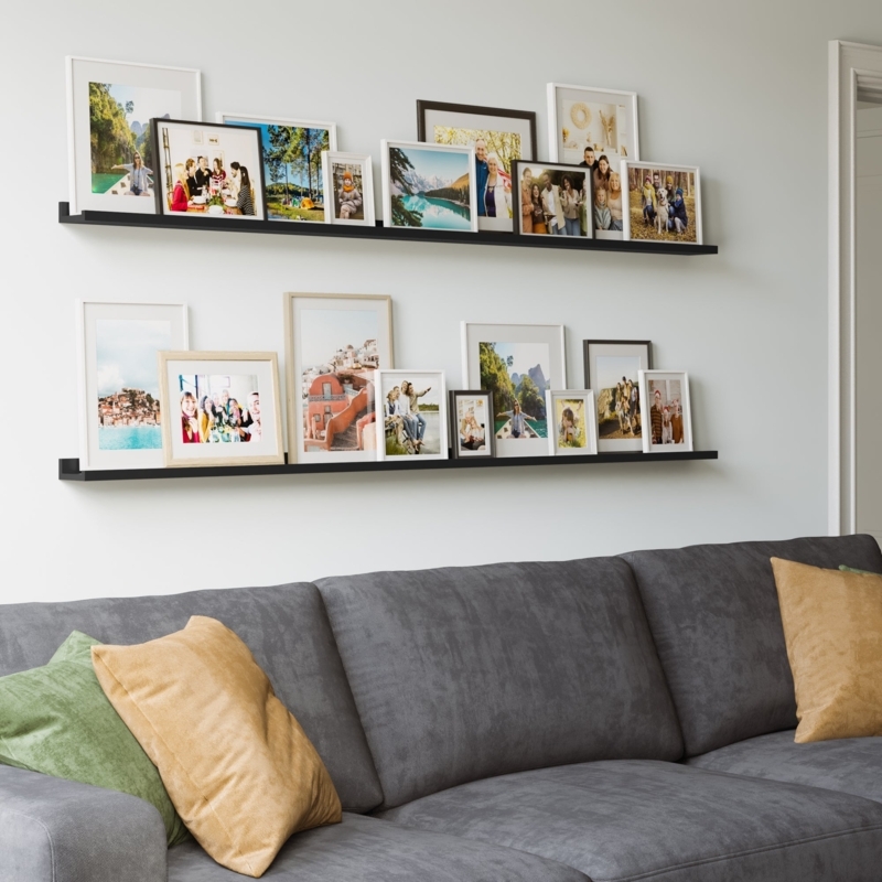 Wall Shelf, Matte Black Picture Ledge with Extra Long Profile