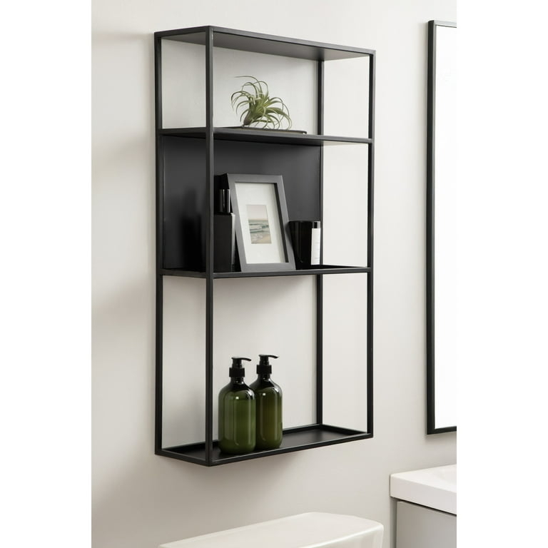 Wall Shelf Matte Metal Three Tiered Frame for Over The Toilet Storage