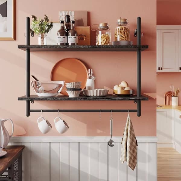 Wall Shelf Metal Grid Backplate Stemware Holder Towel Bar