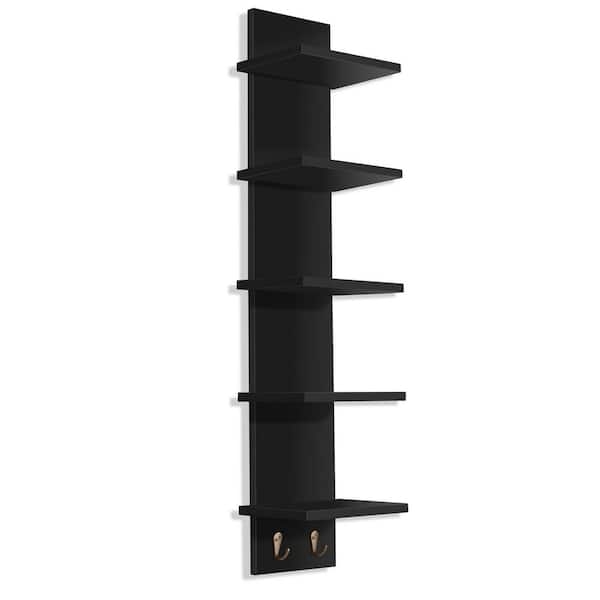 Wall Shelf Minimalist Vertical Column Five Tier Integrated Hooks