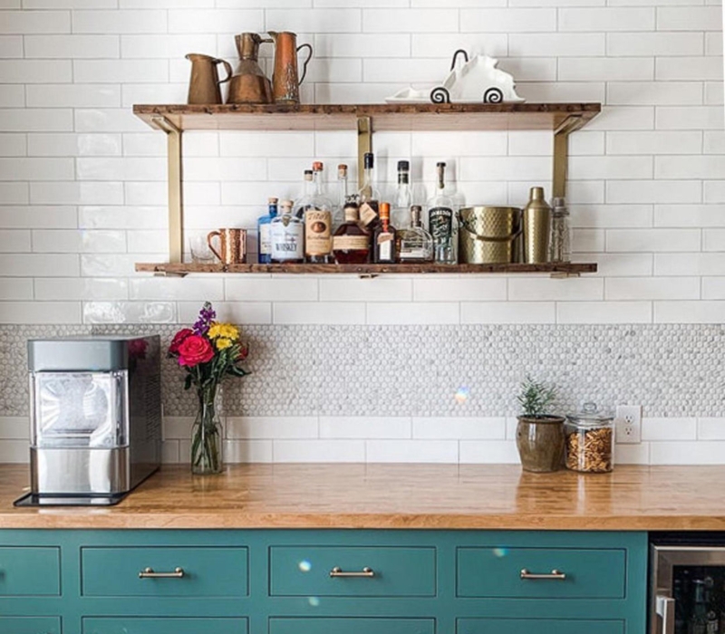 Wall Shelf Mixed Material Frame Open Back Industrial Kitchen Unit