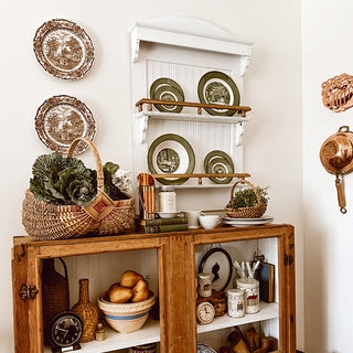 Wall Shelf Plate Rack Functionality: Farmhouse Wall Plate Rack Two Tone