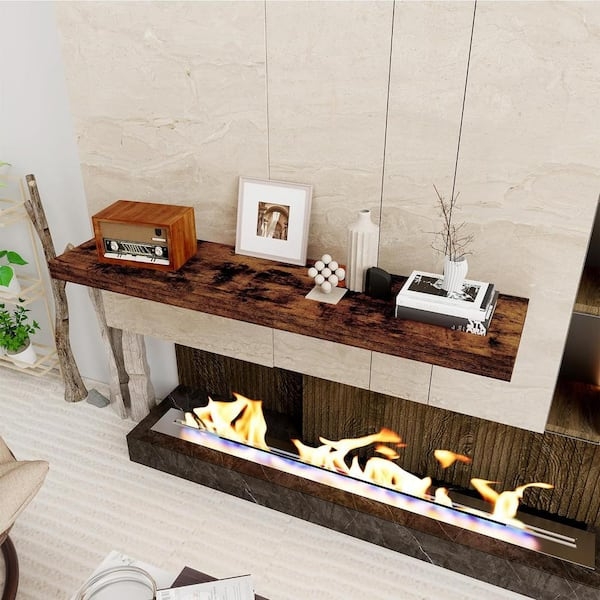 Wall Shelf Rustic Brown Wood Thick Profile Floating
