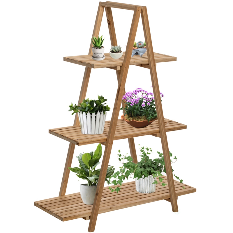 Wall Shelf, Rustic Farmhouse Three-Tier Plank Construction.