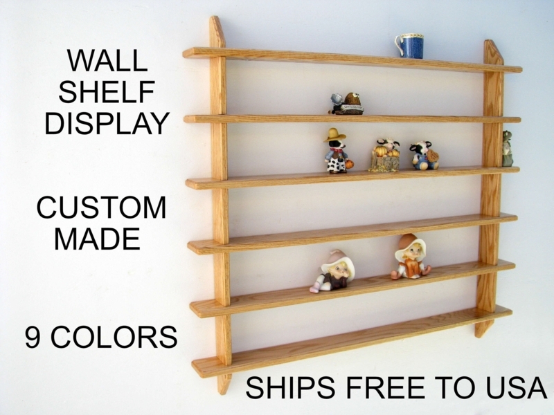 Wall Shelf Rustic Wood Toned Front Retaining Bars Tiered Plate Display (71 chars)