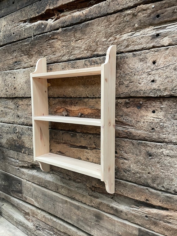 Wall Shelf Scalloped Side Supports Natural Wood Cottagecore Organizer
