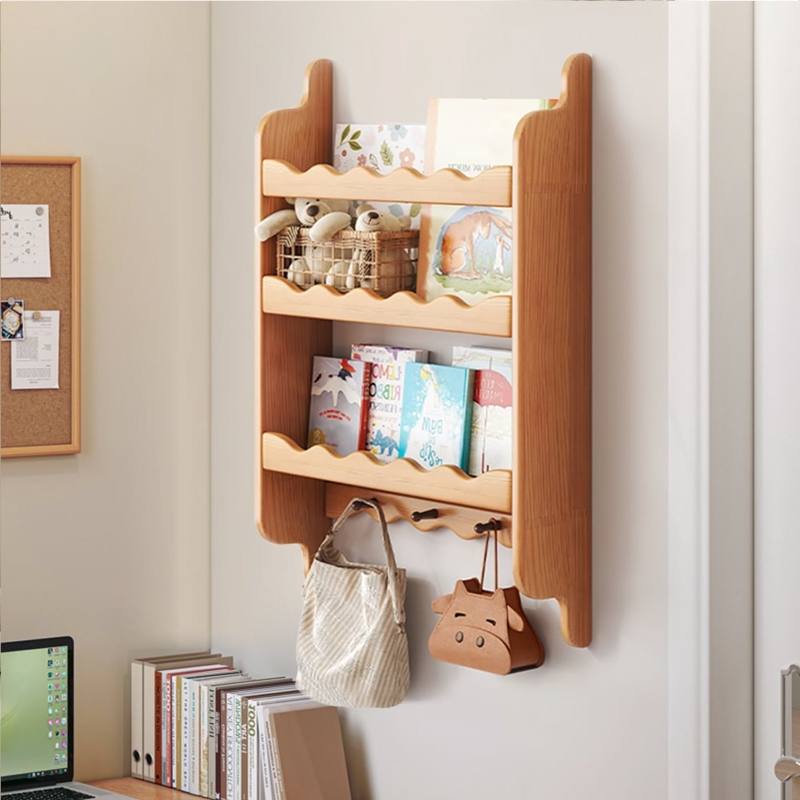 Wall Shelf Scandinavian Shallow Depth Front Retaining Bar