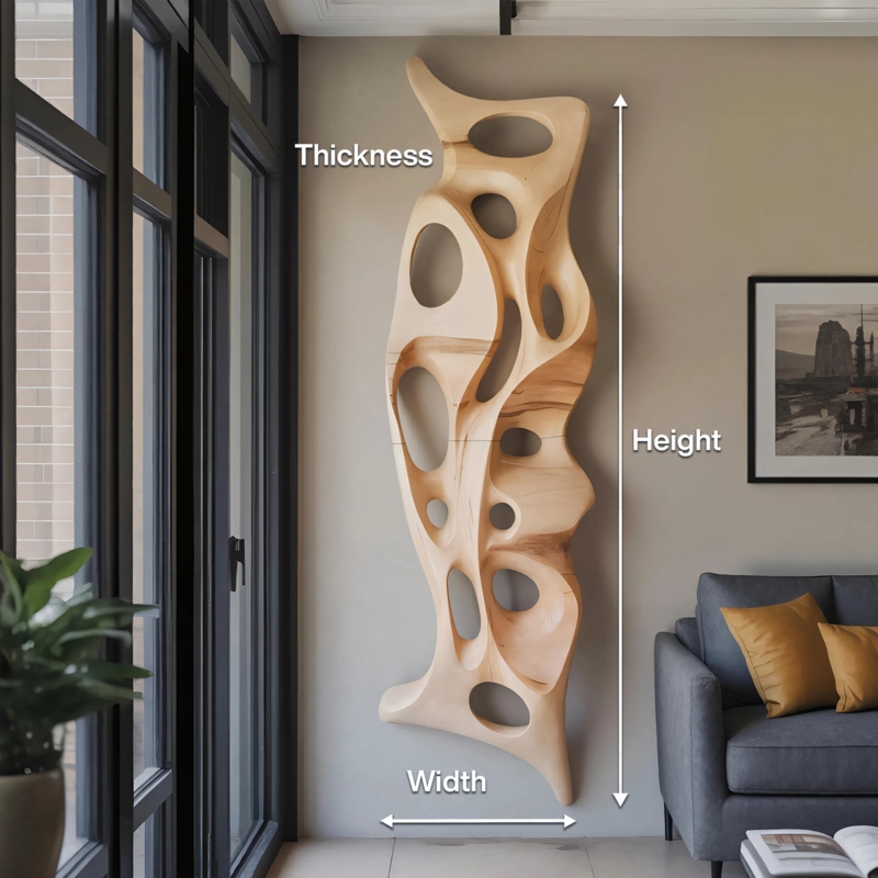 Wall Shelf, Sculptural Dark Brown Wood with Amorphous Silhouette