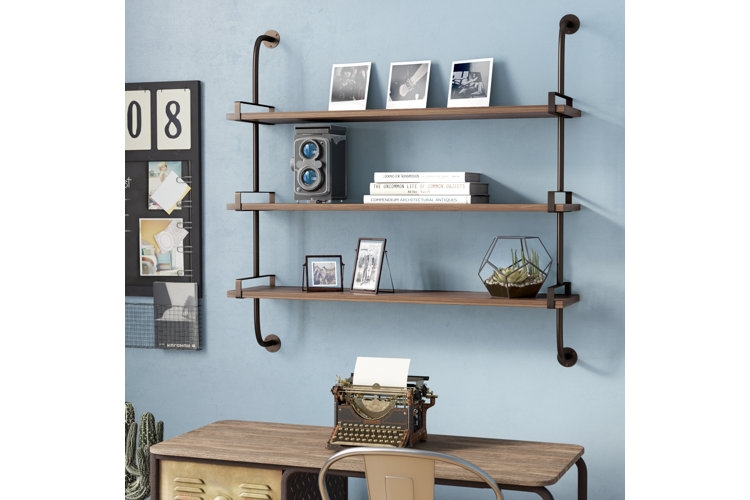 Wall Shelf Set: Light Wood Toned U-Shaped Floating Ledges