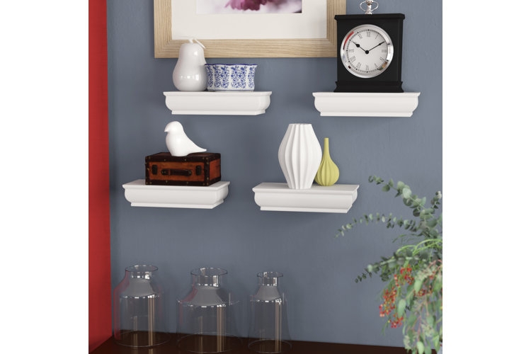 Wall Shelf Set: Matte White Floating Design with Staggered Mounting