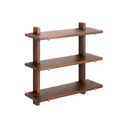 Wall Shelf Thick Profile Warm Wood Floating Design Minimalist