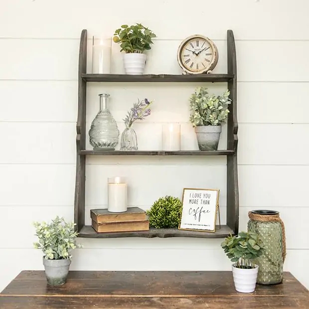 Wall Shelf Two Tiered Silhouette: Two Tiered Wood Shelving Rustic