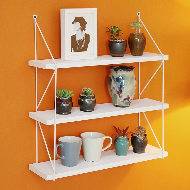 Wall Shelf White Matte Ladder Style Frame Minimalist Bathroom Storage